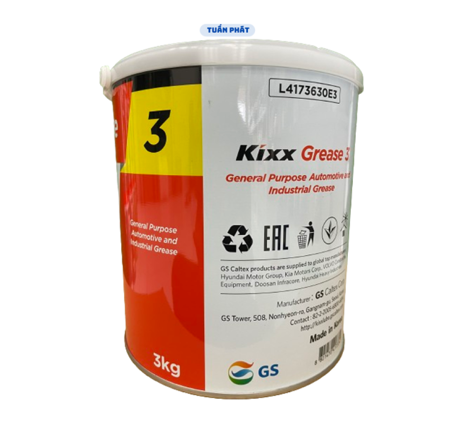 Mỡ bò Kixx Grease  3 Hàn Quốc chịu nhiệt cao cấp lon 3kg