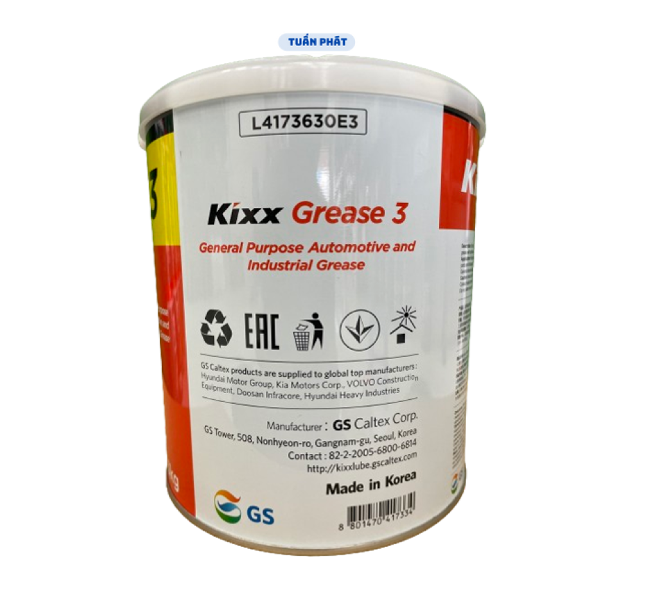 Mỡ bò Kixx Grease  3 Hàn Quốc chịu nhiệt cao cấp lon 3kg