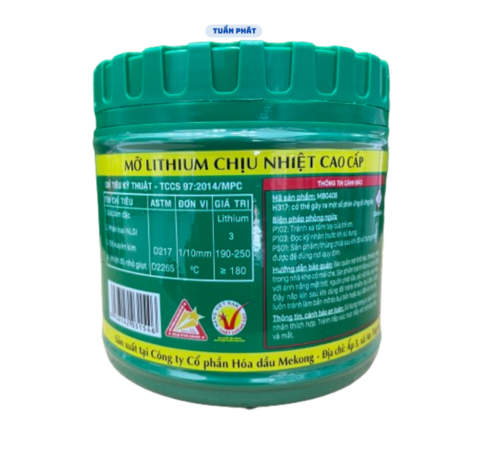 Mỡ Mekong chịu nhiệt cao LITOL 3 400g đa chức năng bôi trơn vòng bi, bạc đạn, khớp nối