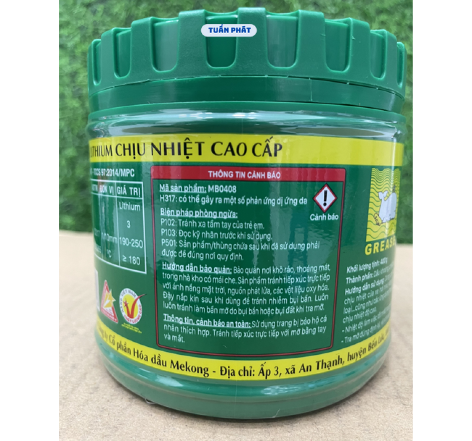 Mỡ Mekong chịu nhiệt cao LITOL 3 400g đa chức năng bôi trơn vòng bi, bạc đạn, khớp nối