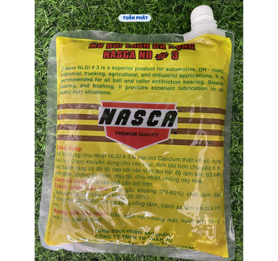 Mỡ bò bôi trơn NASCA đa dụng cao cấp USA 1Kg CÓ VÒI TIỆN LỢI (Bịch vàng)