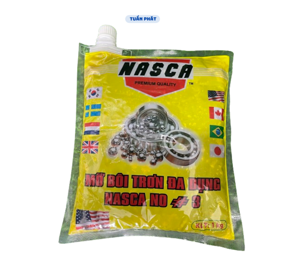 Mỡ bò bôi trơn NASCA đa dụng cao cấp USA 1Kg CÓ VÒI TIỆN LỢI (Bịch vàng)