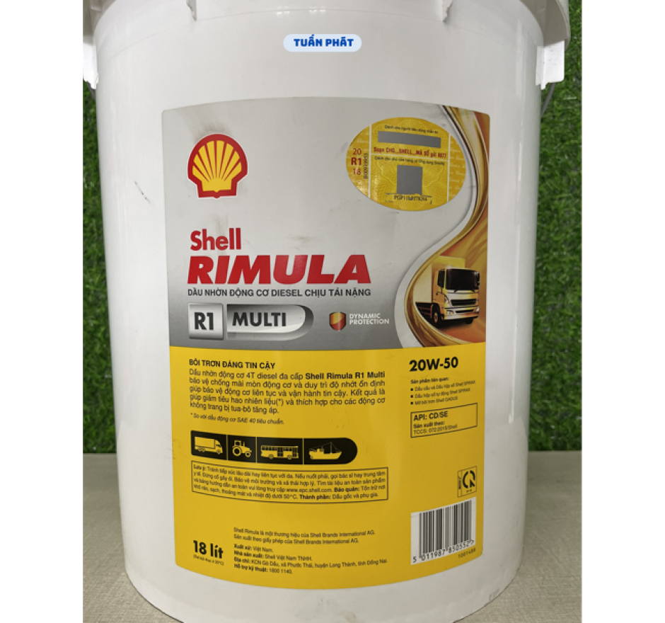 Nhớt Shell Rimula R1 Multi 20W50 – 18LÍT