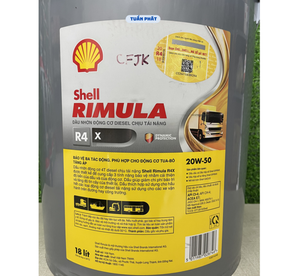 Nhớt Shell R4 X Turbo 20w50  18Lít