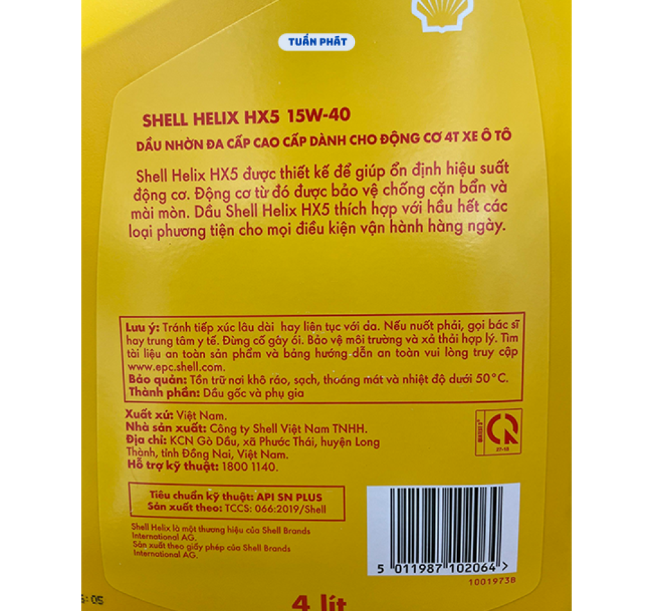 Nhớt Shell Helix HX5 15W40 SNA3B3 4LÍT